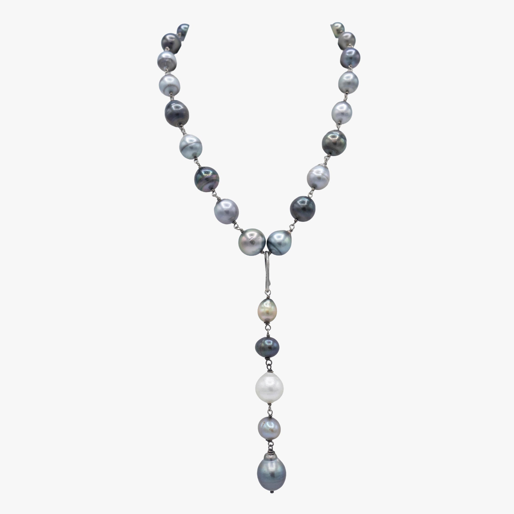 Tahitian pearl lariat necklace with detachable lariat