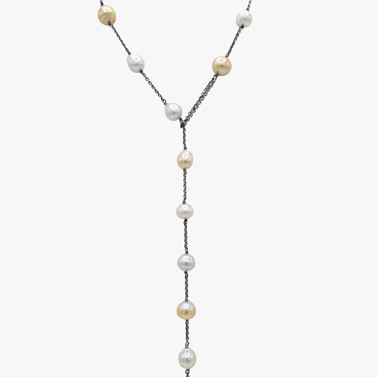 Champagne pearl lariat necklace
