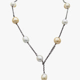Champagne pearl lariat necklace