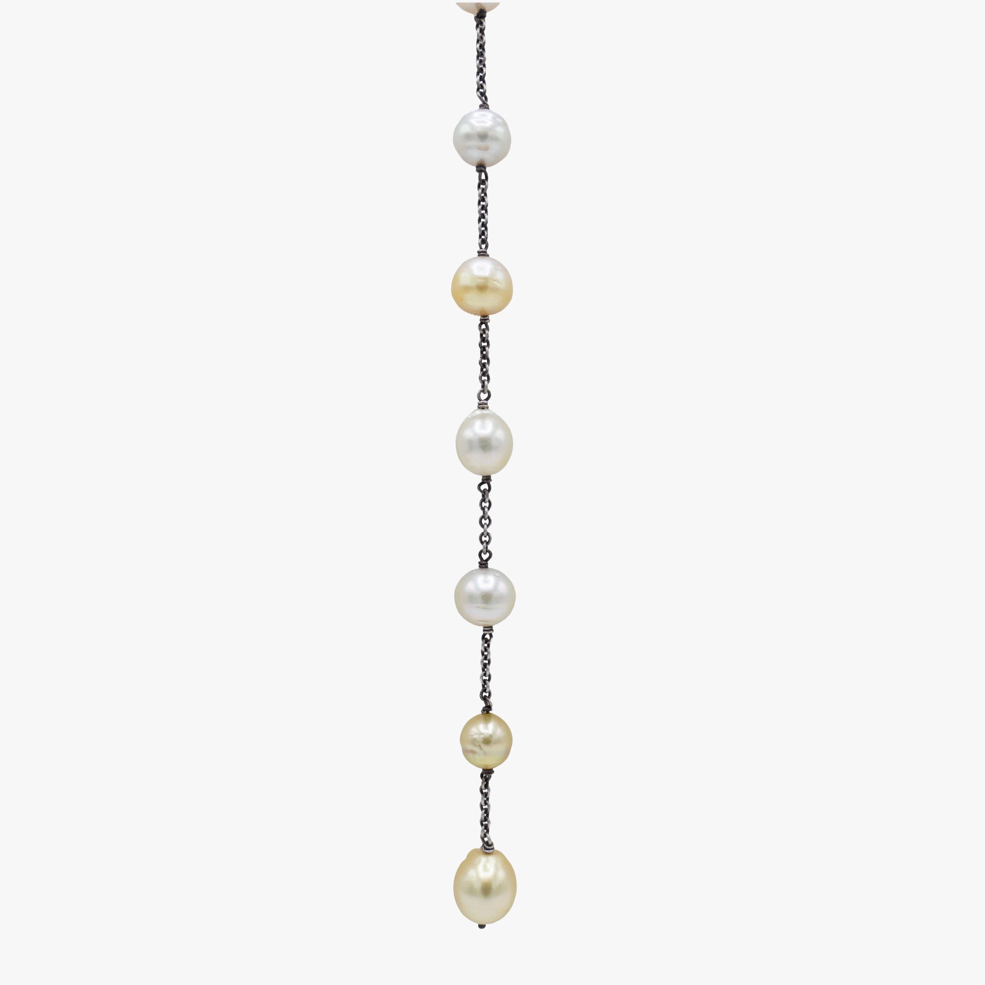 Champagne pearl lariat necklace