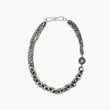 Multi strand sterling silver necklace with a Tahitian pearl