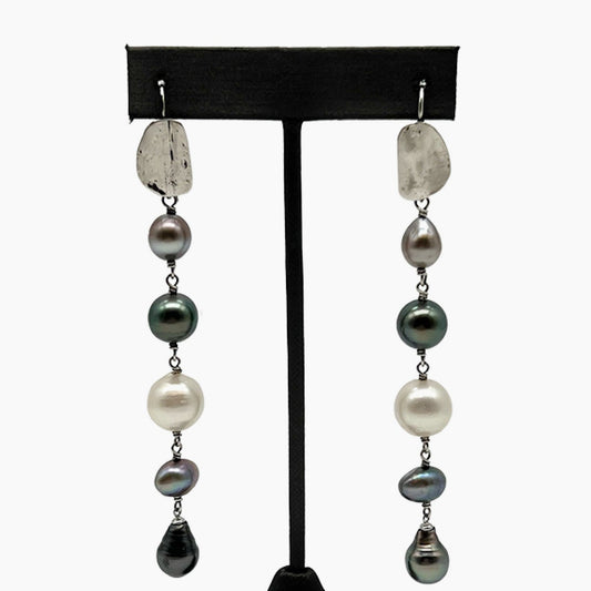 Tahitian Pearls and Sterling Silver Earrings