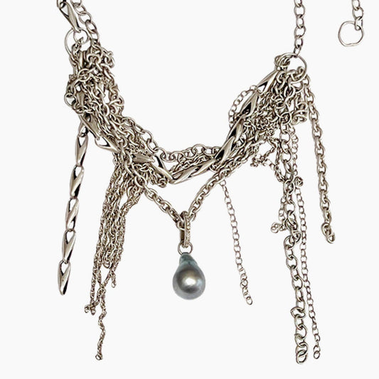 Multi Chain and Tahitian Pearl Necklace