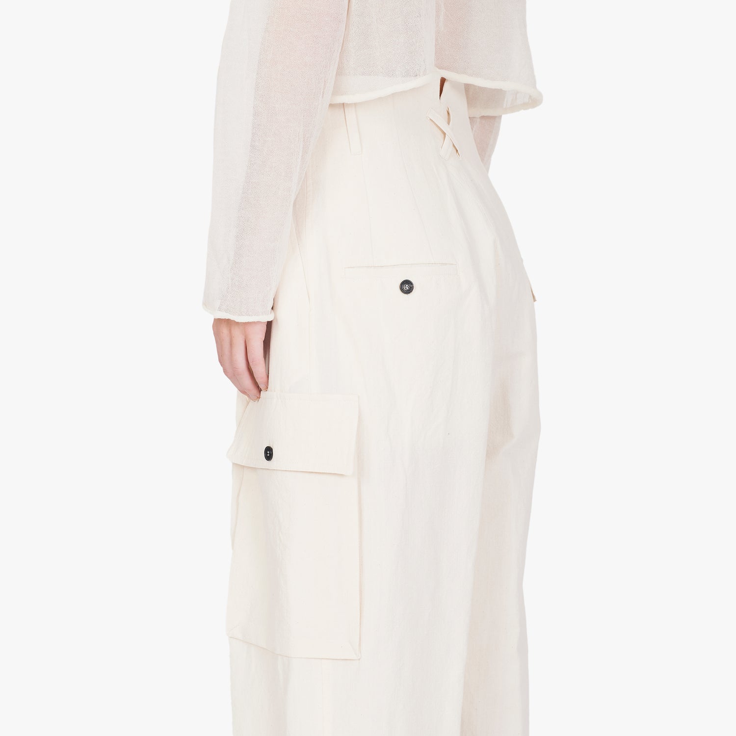 Isabel Benenato Cotton Linen Wide Cropped Pant