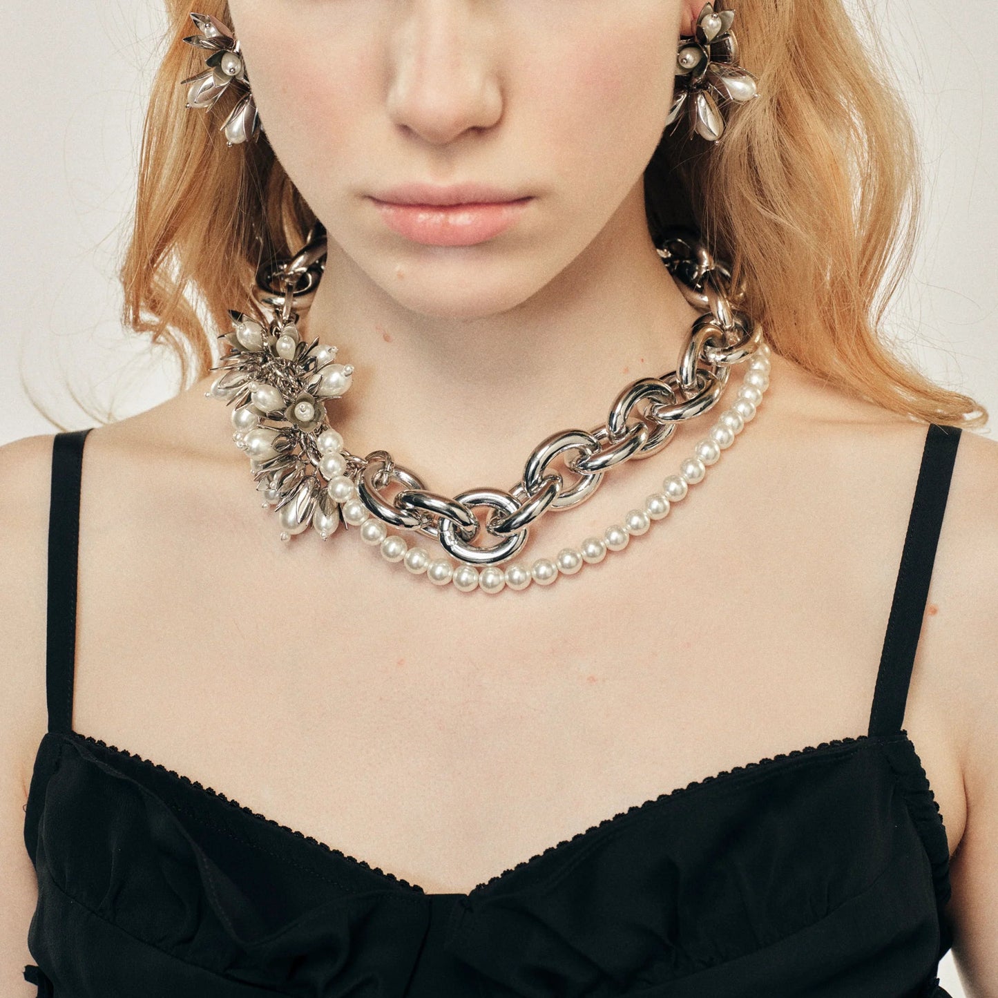 Encased Pearl Flower Cluster Earrings