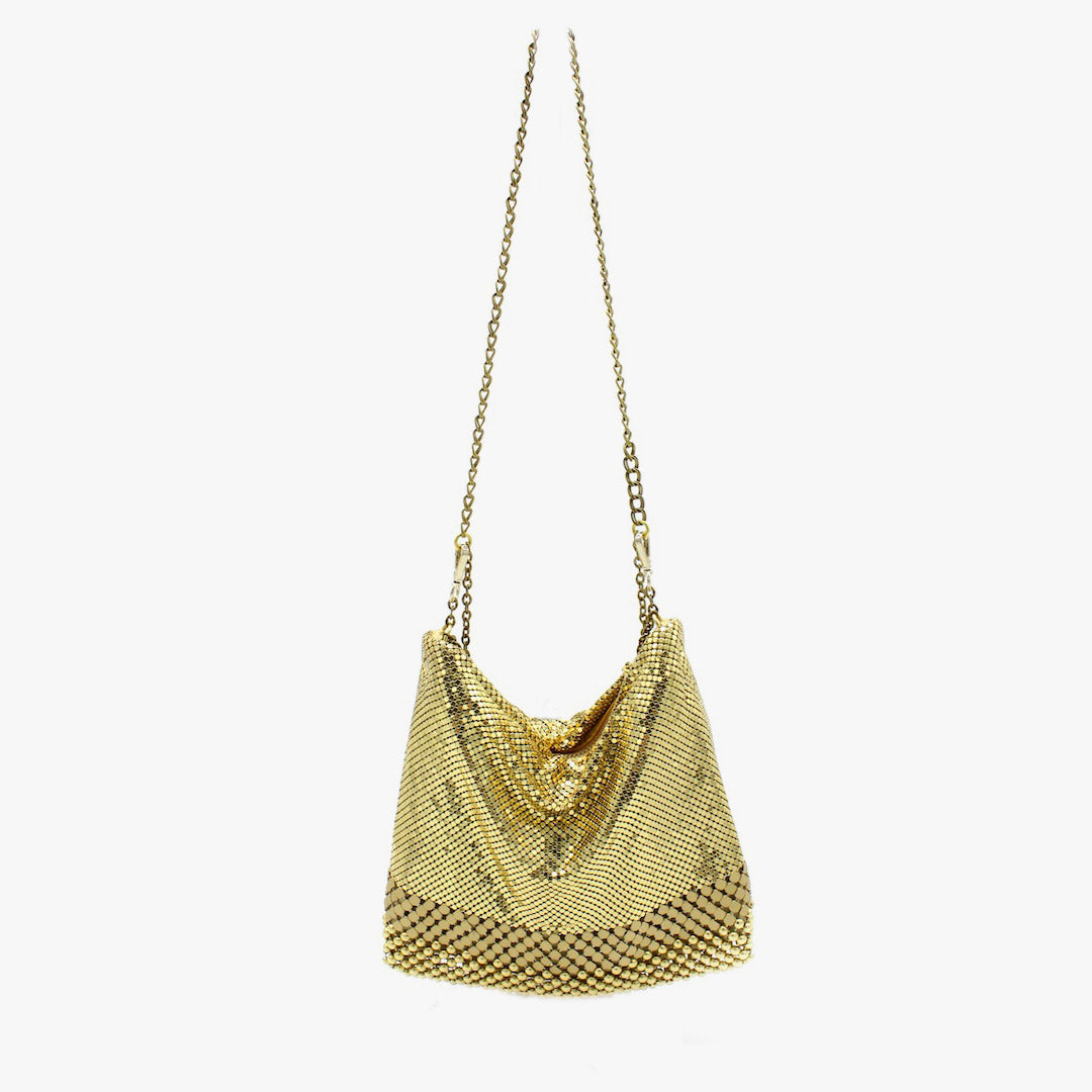 Laura B - New Basic Party Bag - Mesh Bag - Gold - Strap Bag