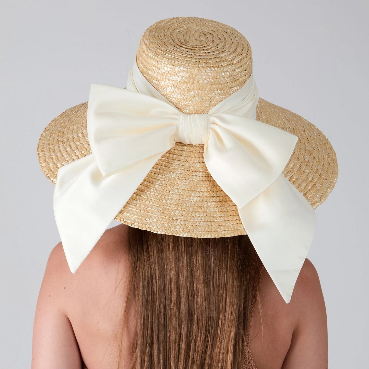 Mirabel Hat with Cream Satin Bow