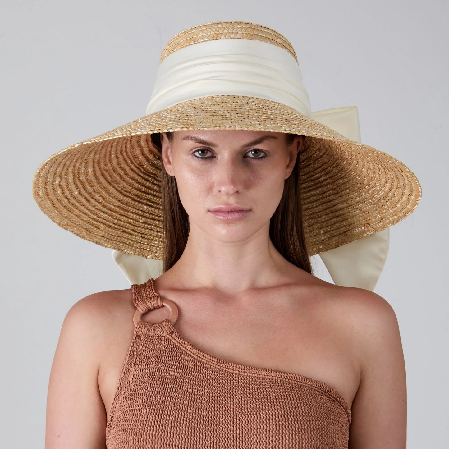 Mirabel Hat with Cream Satin Bow