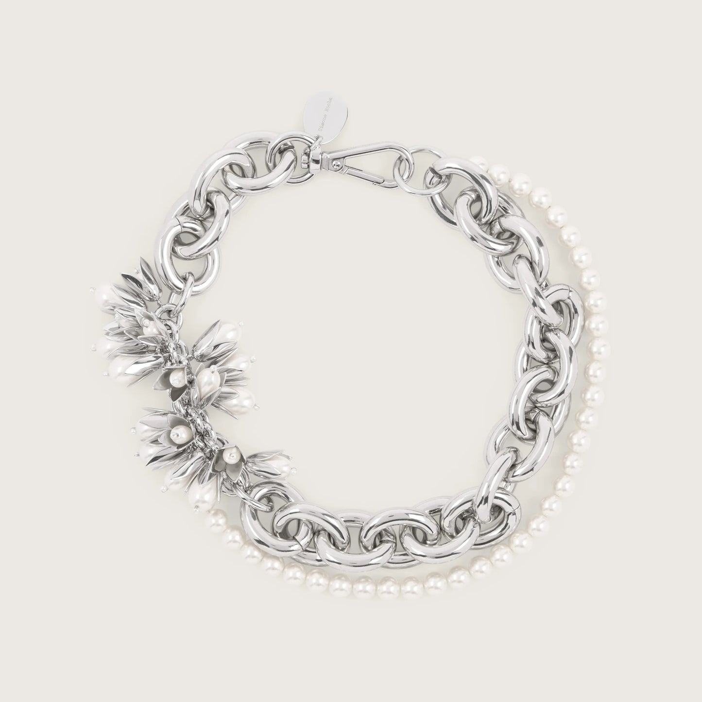 Encased Pearl Flower Cluster Chain Necklace