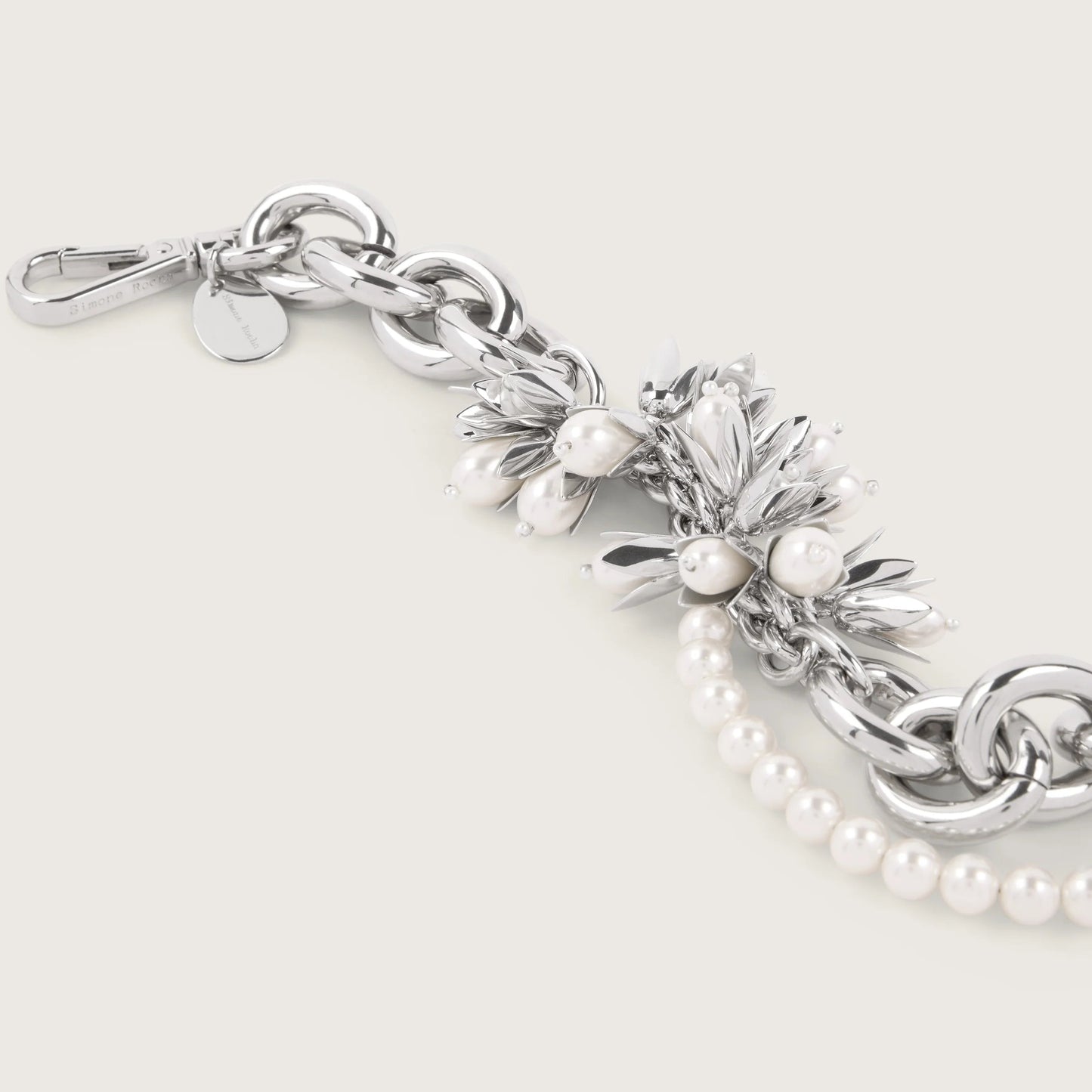 Encased Pearl Flower Cluster Chain Necklace