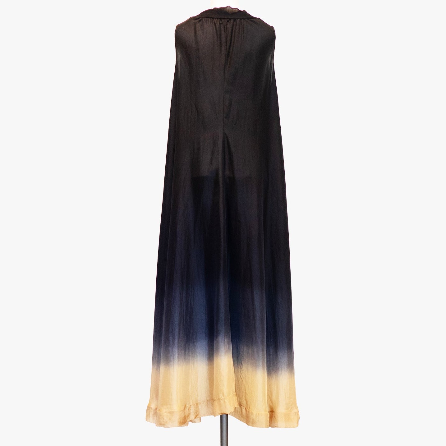 Blue and gold silk dress