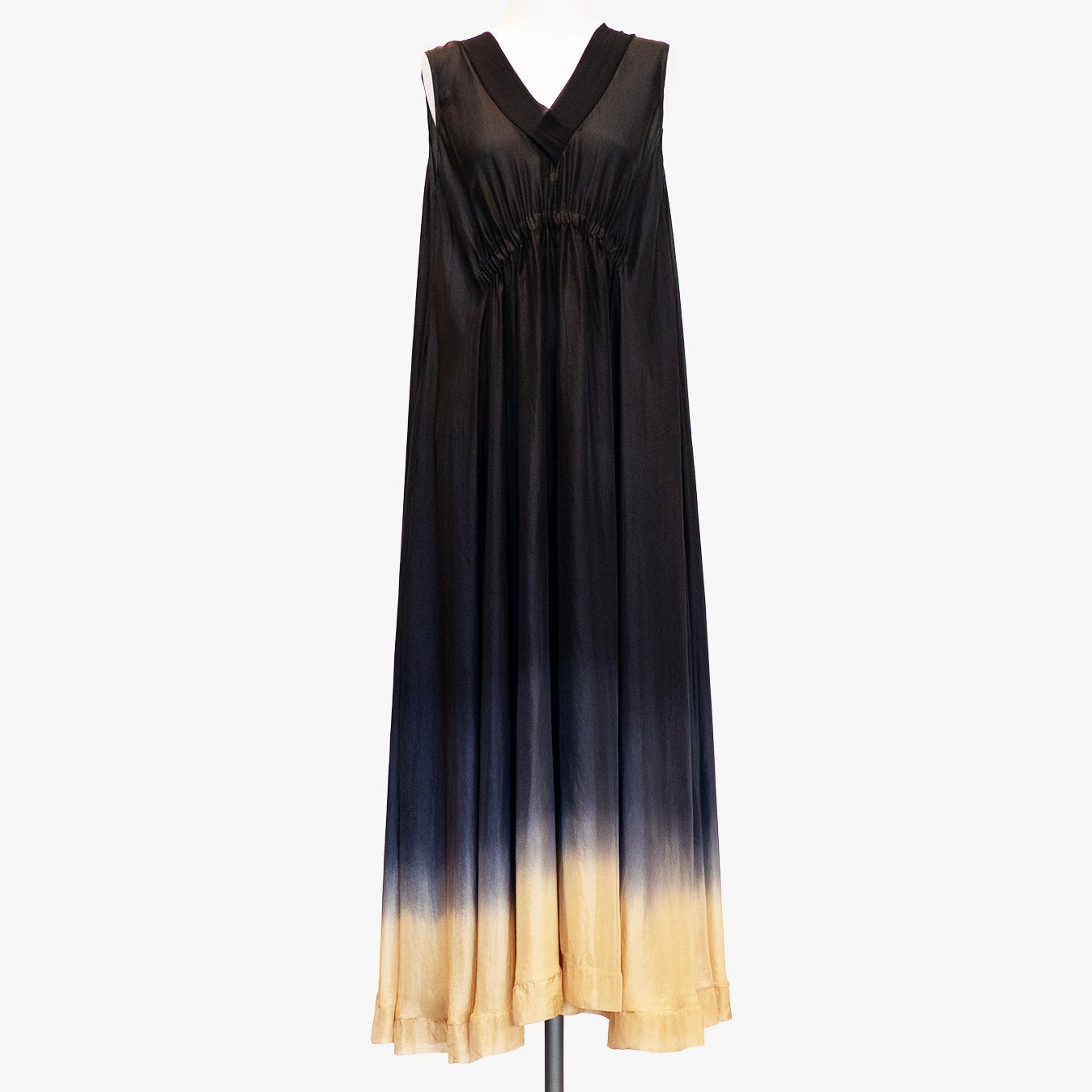 Blue and gold silk dress