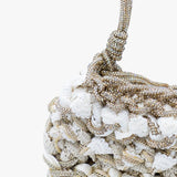 Mela One-of-a-Kind Ivory Bag — handmade woven Zirconia bag in ivory with sequin pouch, made in South Italy