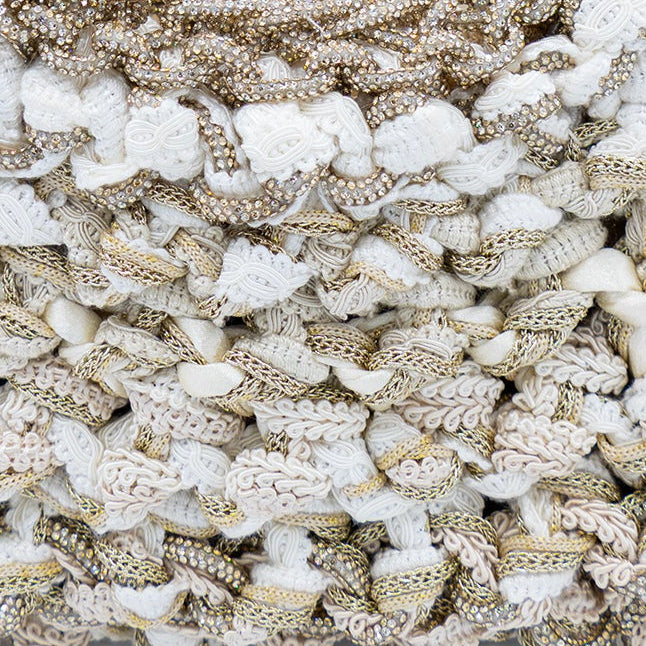 Mela One-of-a-Kind Ivory Bag — handmade woven Zirconia bag in ivory with sequin pouch, made in South Italy