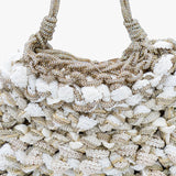 Mela One-of-a-Kind Ivory Bag — handmade woven Zirconia bag in ivory with sequin pouch, made in South Italy