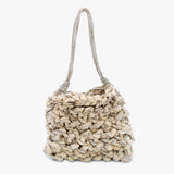 Mela One-of-a-Kind Linen Bag — handmade woven linen and Zirconia bag with sequin pouch and dual straps, made in South Italy