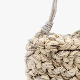 Mela One-of-a-Kind Linen Bag — handmade woven linen and Zirconia bag with sequin pouch and dual straps, made in South Italy