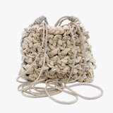 Mela One-of-a-Kind Linen Bag — handmade woven linen and Zirconia bag with sequin pouch and dual straps, made in South Italy