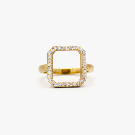 Irit Design 10K Gold Square and Diamond Ring