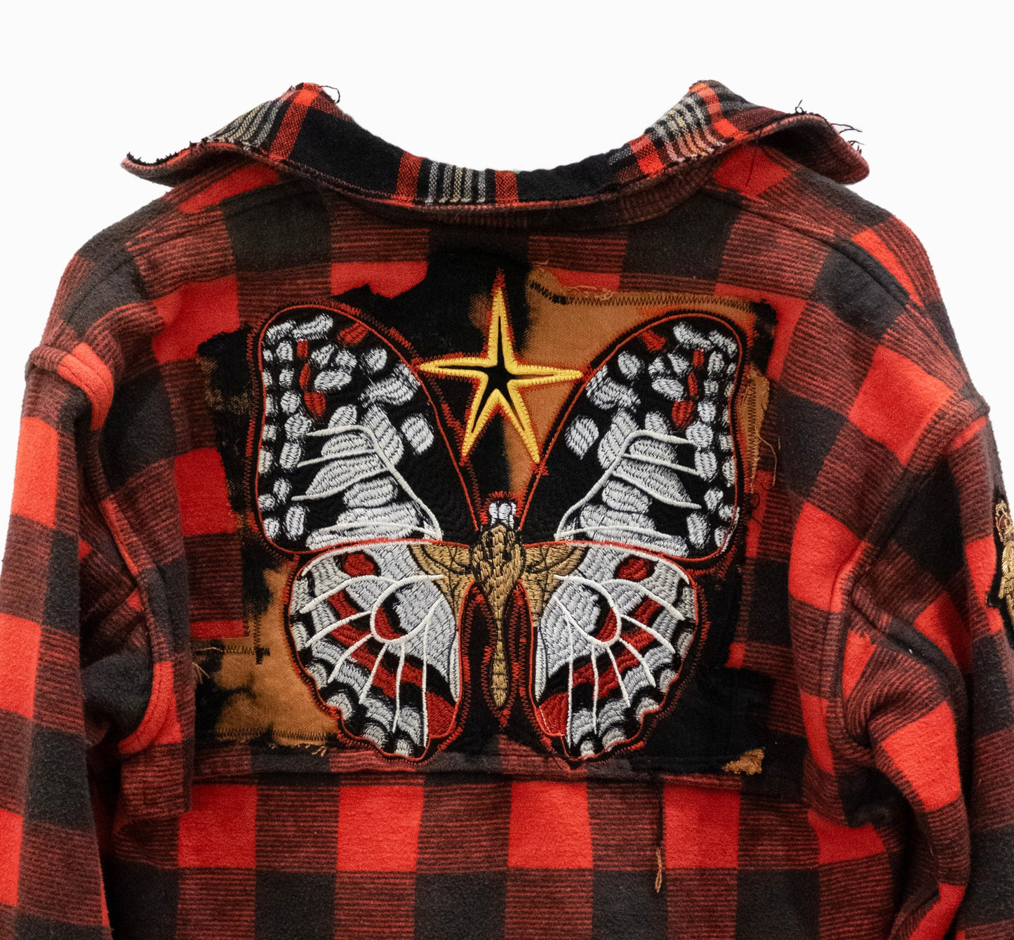Cropped Heavy Flannel with Butterfly