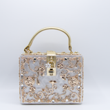 Acrylic Flower Clutch Purse with Rhinestones