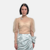 Embellished Sheer Draped Sleeve Top