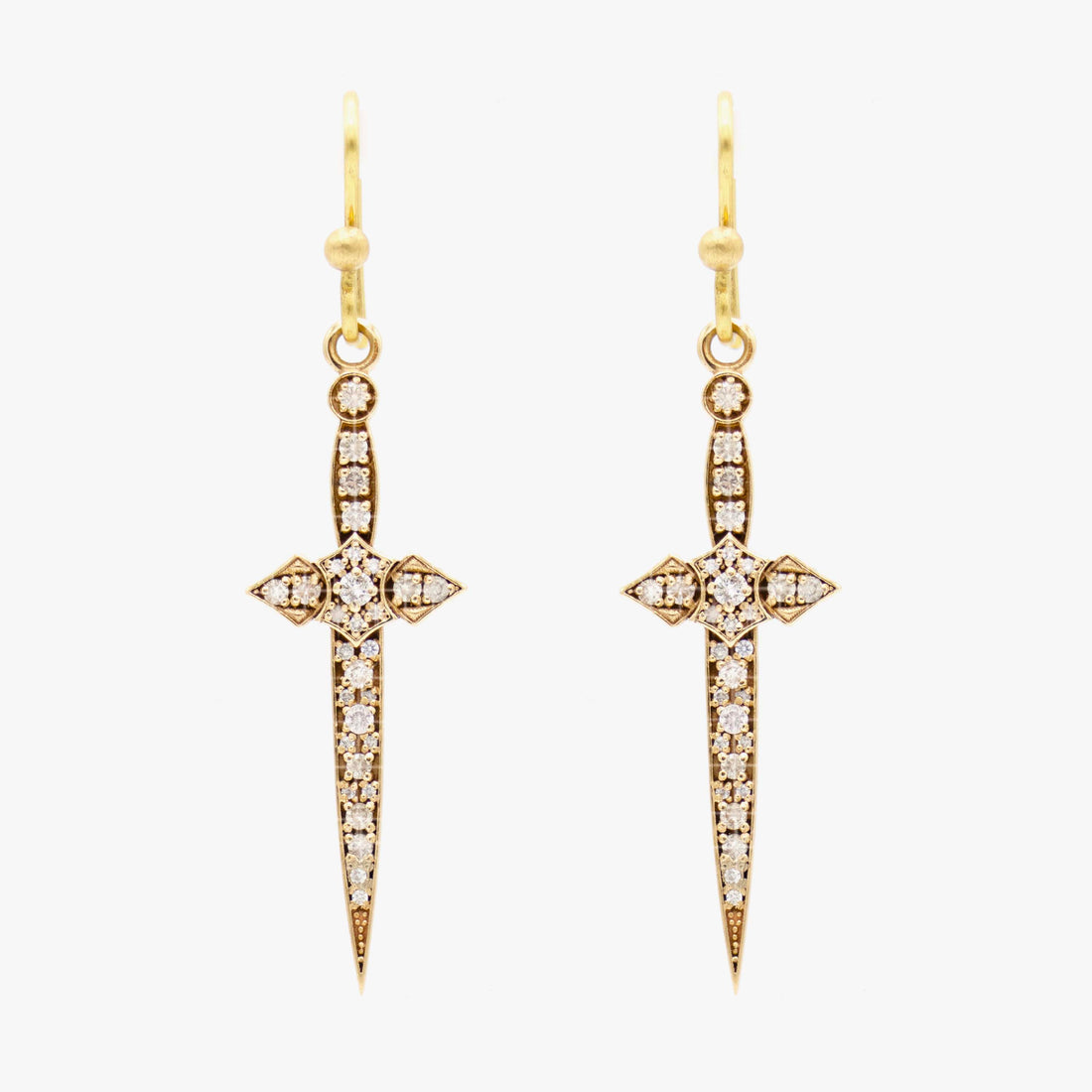 Irit Design 10K Gold and Diamond Dagger Earrings
