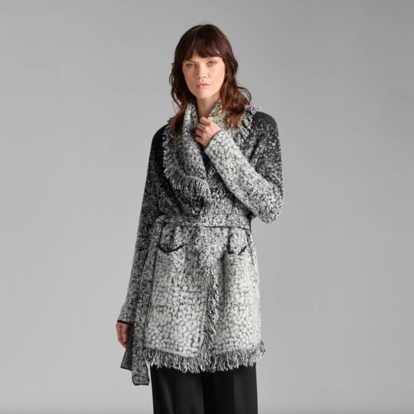 Jacquard Shawl Neck Cardigan