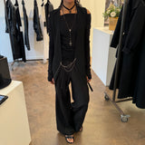 Isabel Benenato Straight Wide Leg Wool Pants