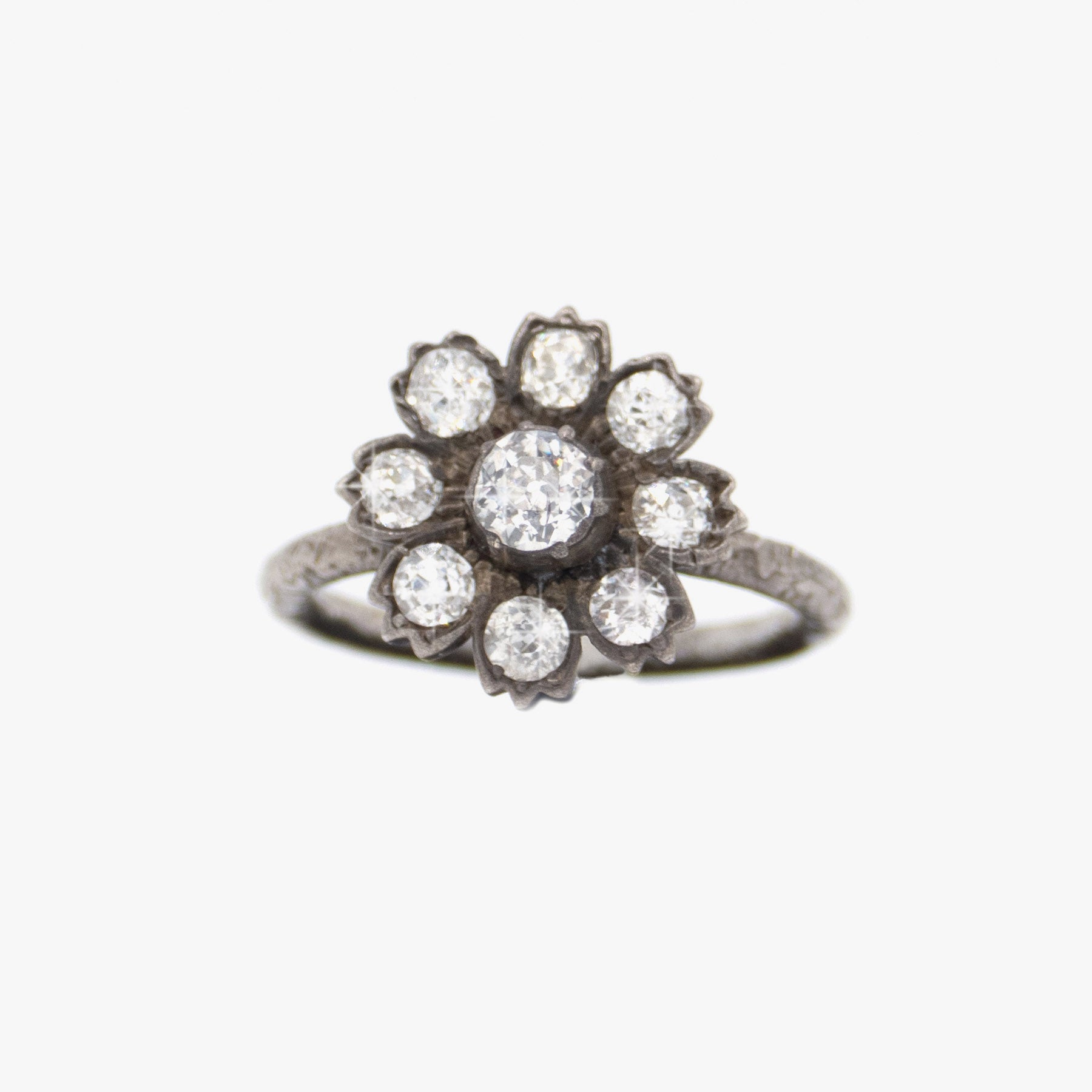 Irit Designs Vintage Diamond and Sterling Silver Flower Ring