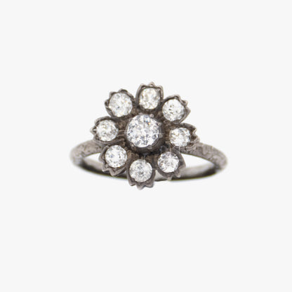 Irit Designs Vintage Diamond and Sterling Silver Flower Ring