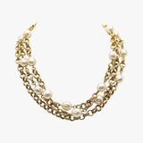 Vintage Multi Strand Necklace with Faux Pearls