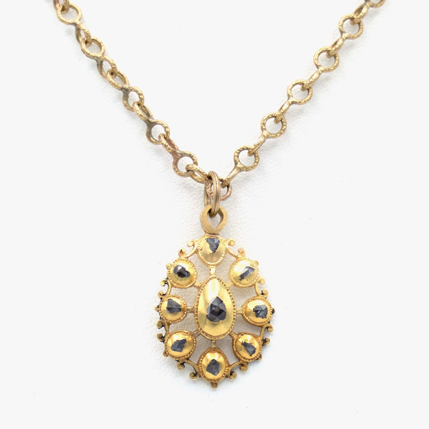 Irit Design Antique 18K Gold and Diamond Pendant Necklace