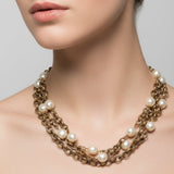 Vintage Multi Strand Necklace with Faux Pearls
