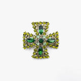 Vintage Green Rhinestone Maltese Brooch