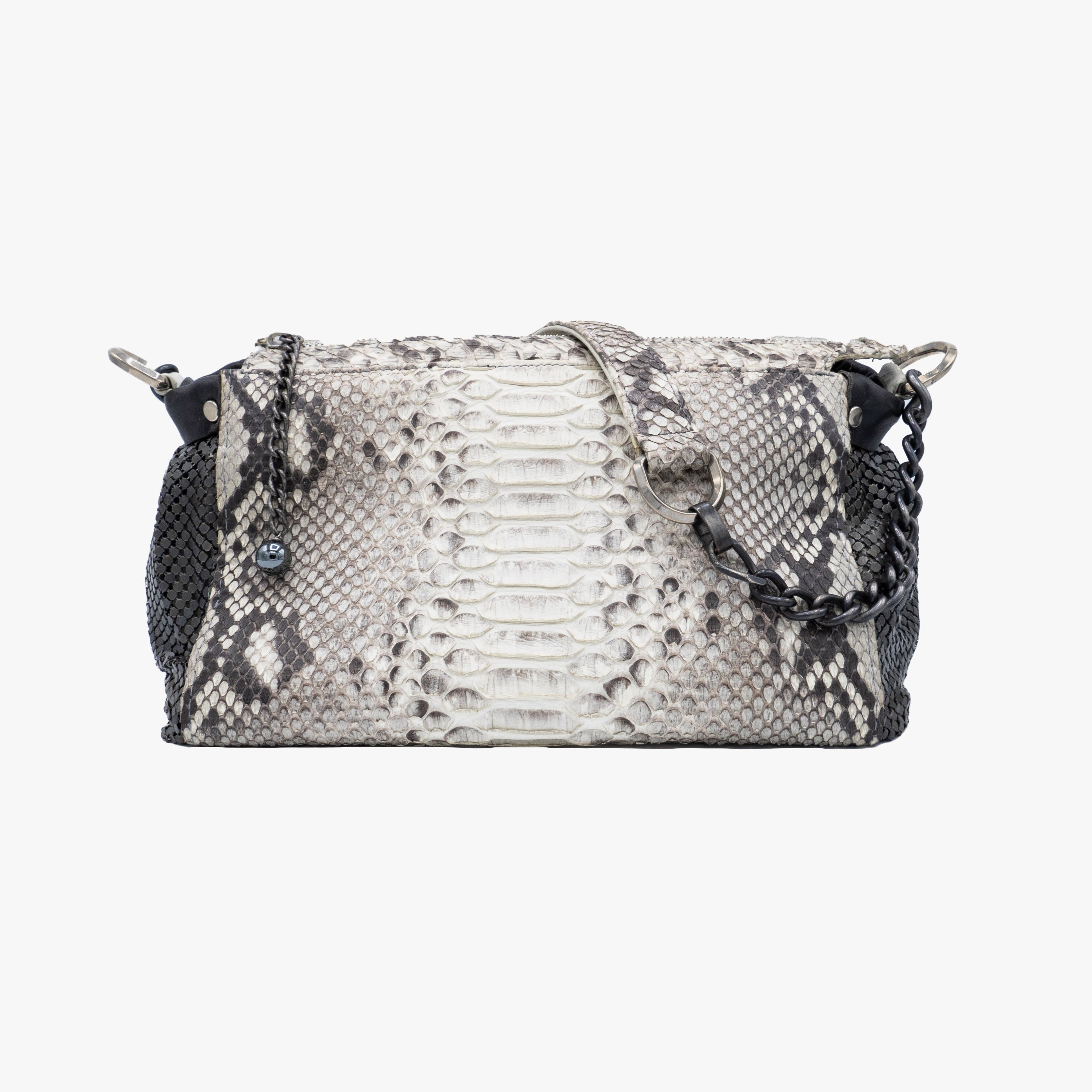 Laura B Taupe Snakeskin Bag