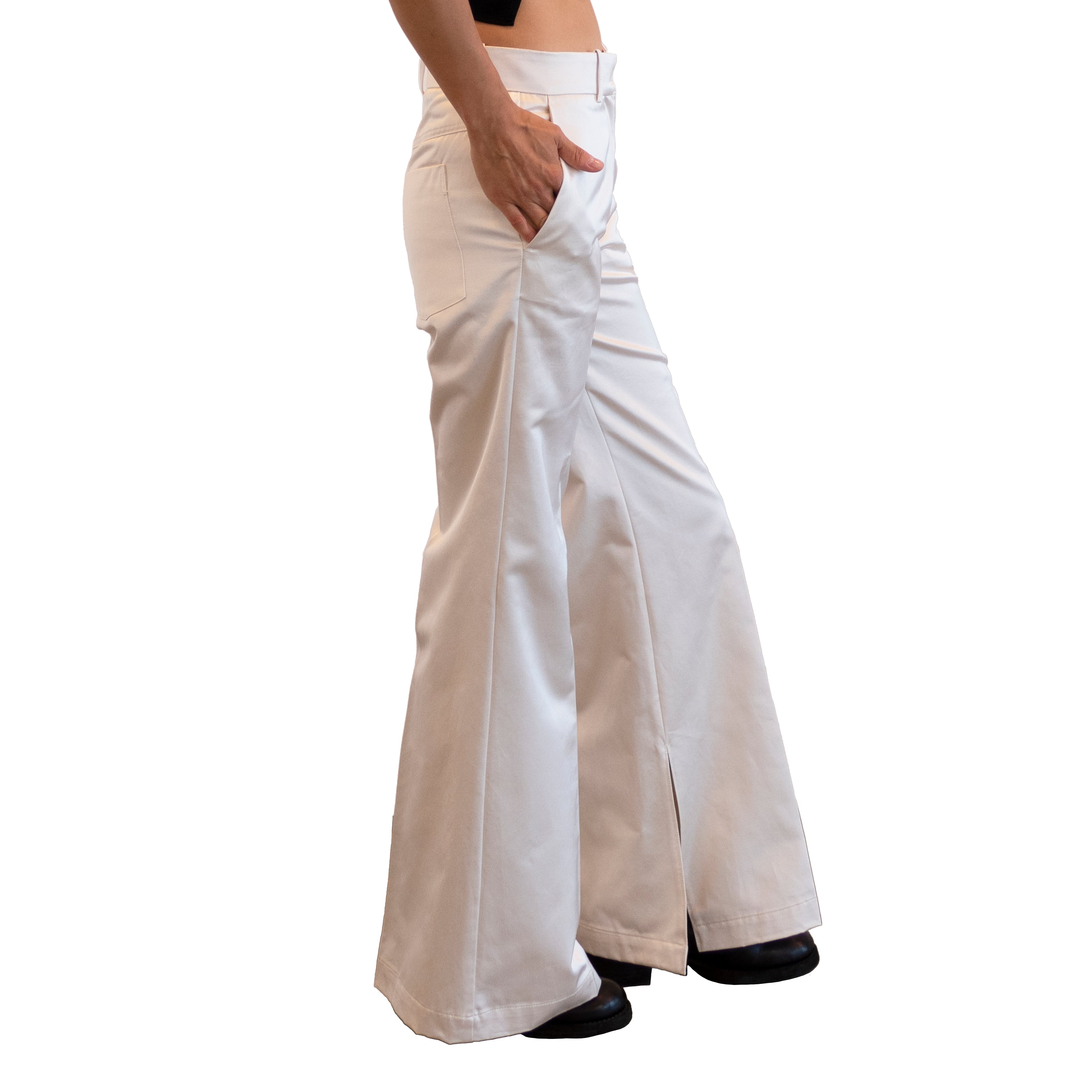 Nude Wide Satin Trousers