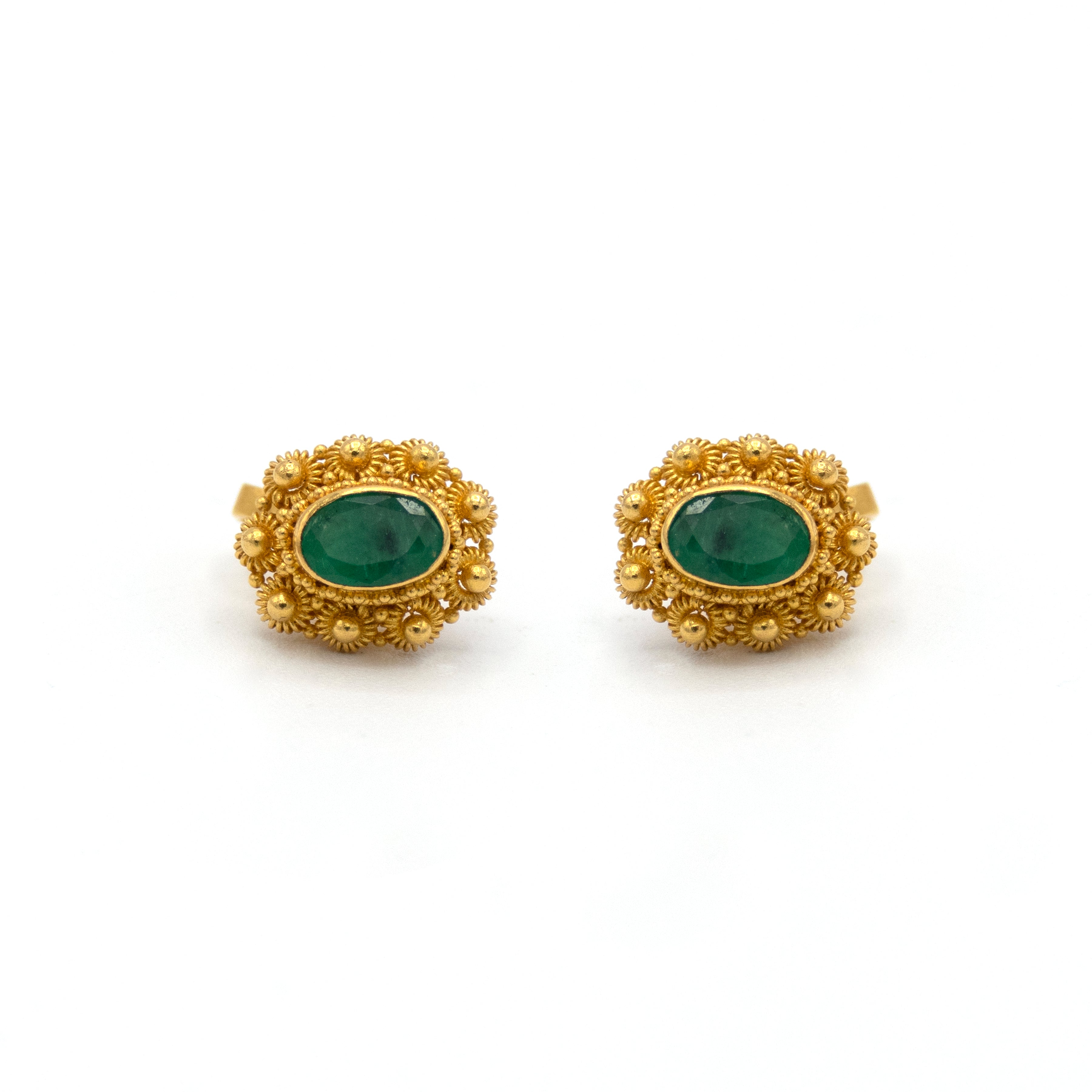 22K Gold and Emerald Earrings