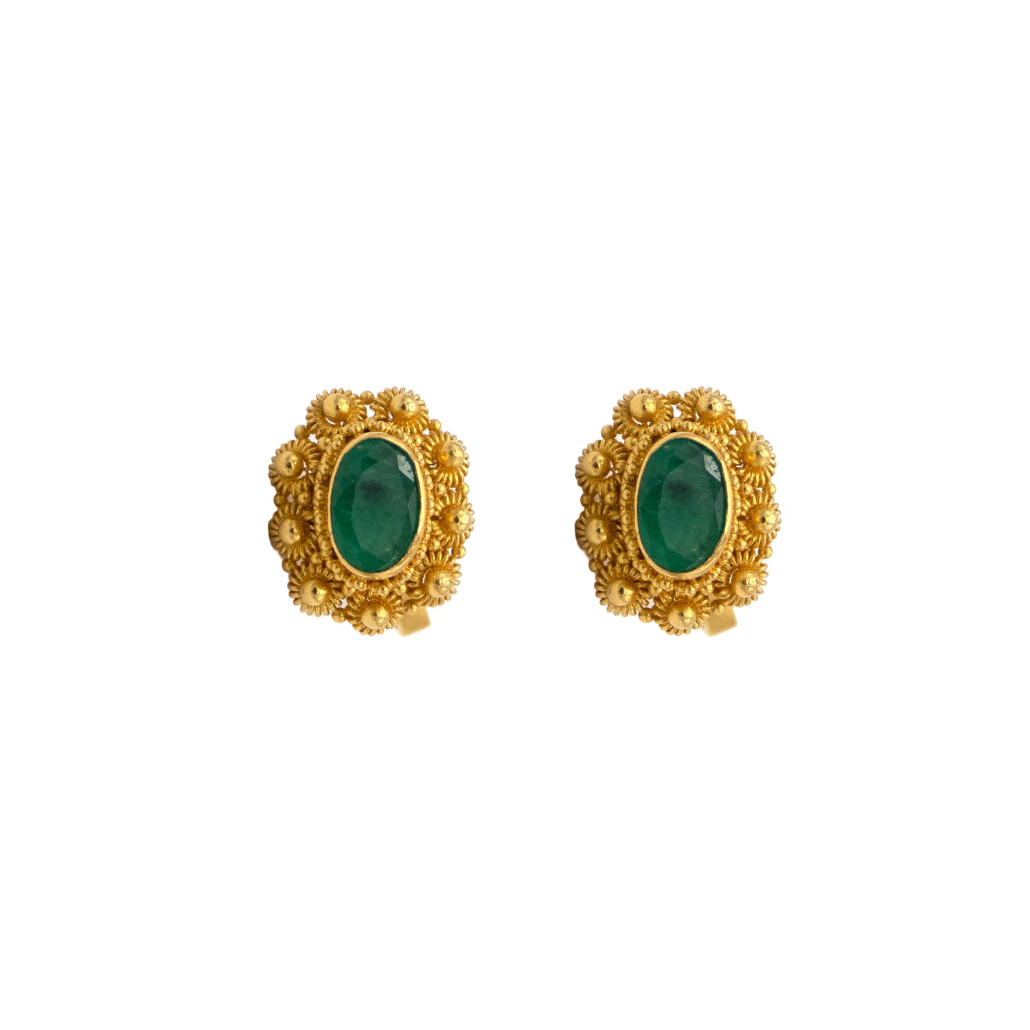 22K Gold and Emerald Earrings