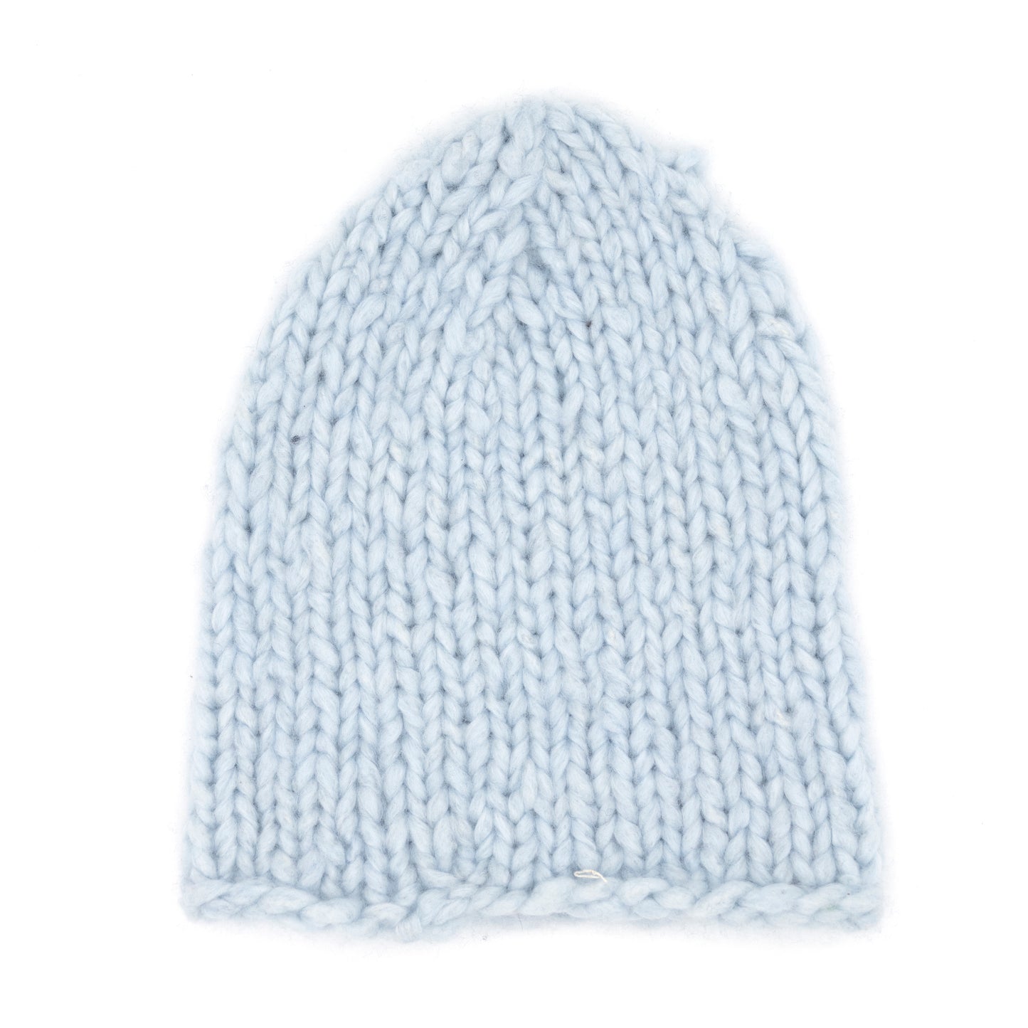 Thick Hand Knit Cashmere Hat - Ice Blue
