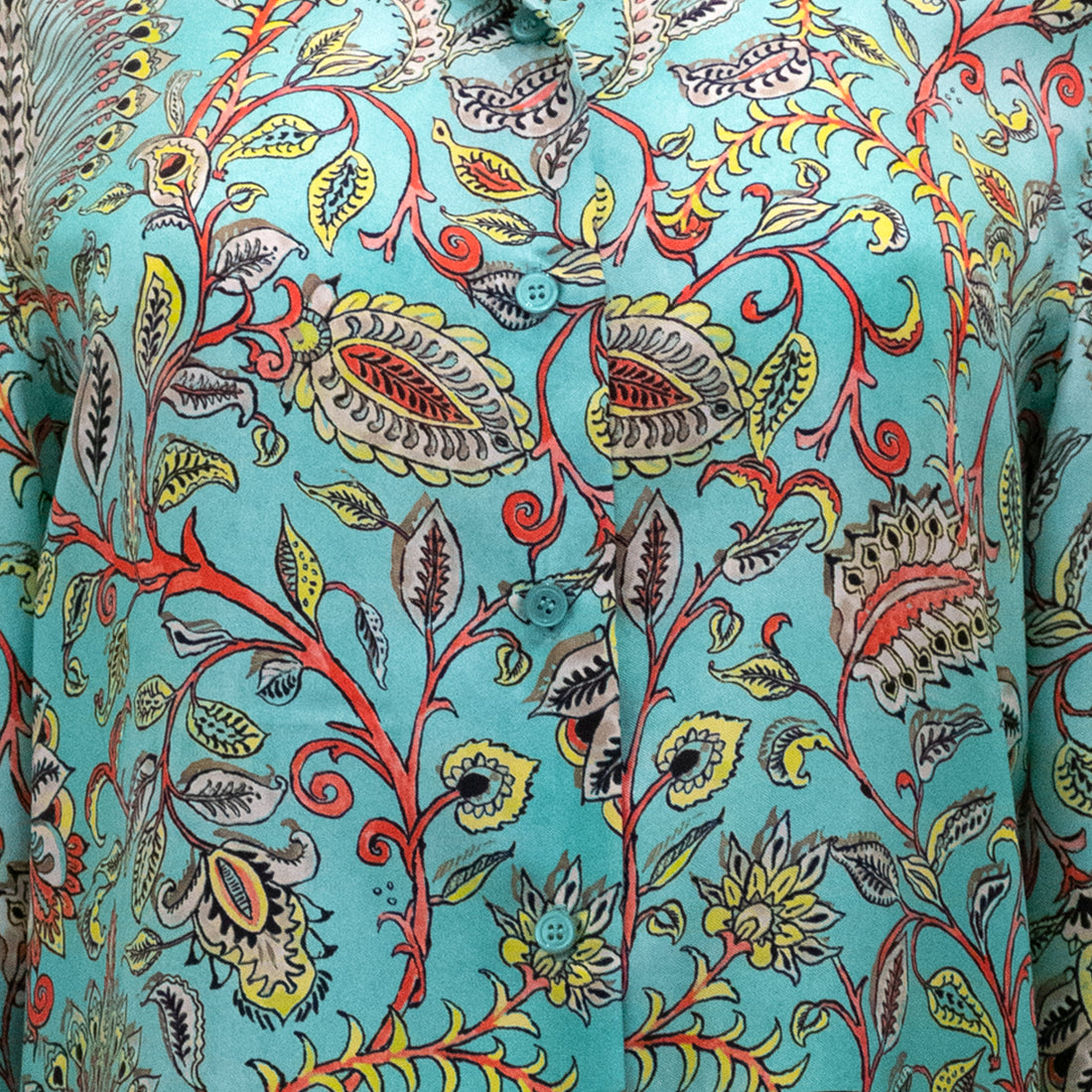 Maliparmi Teal &amp; Pink Paisley Blouse