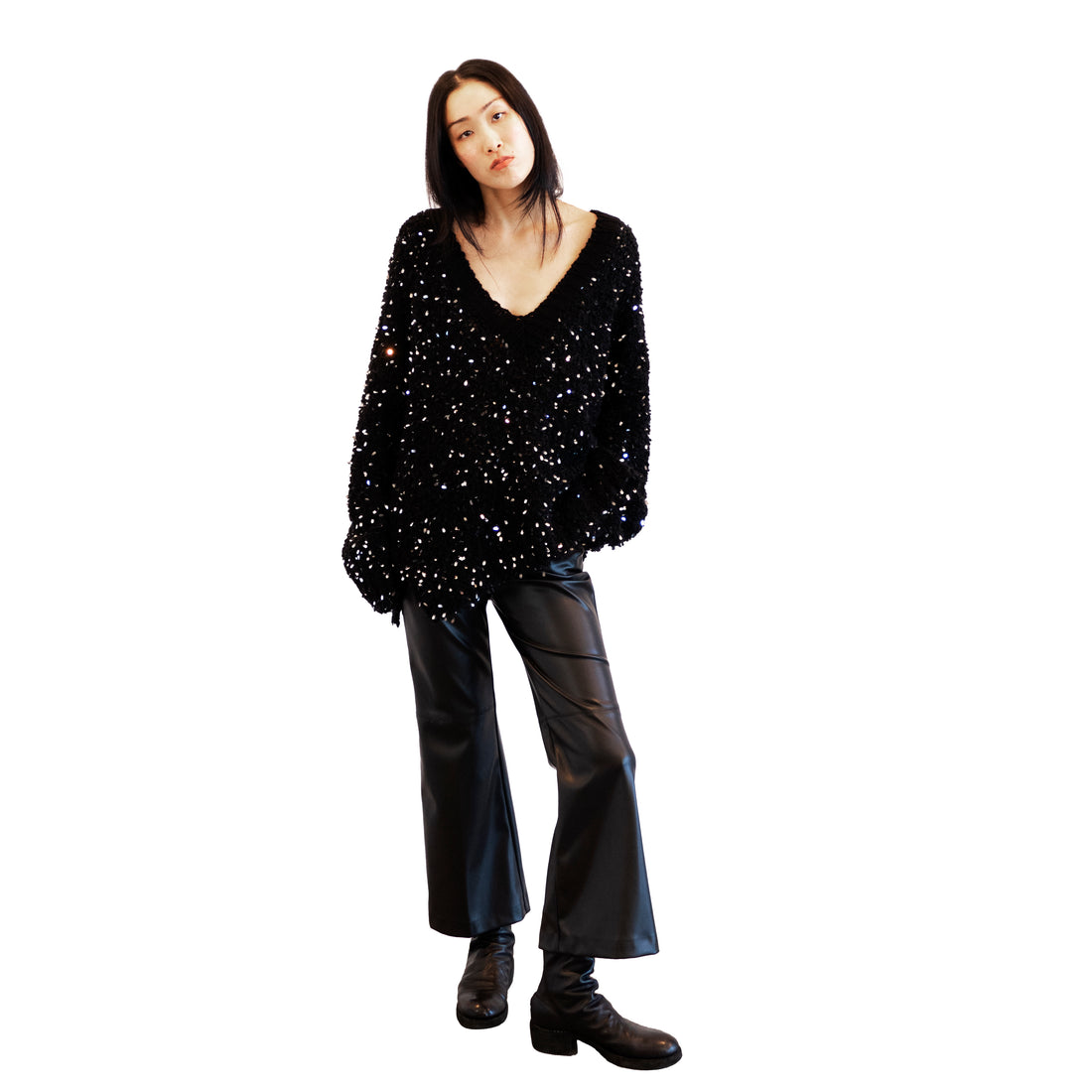 Nude Black Eco/ Vegan Leather Trousers