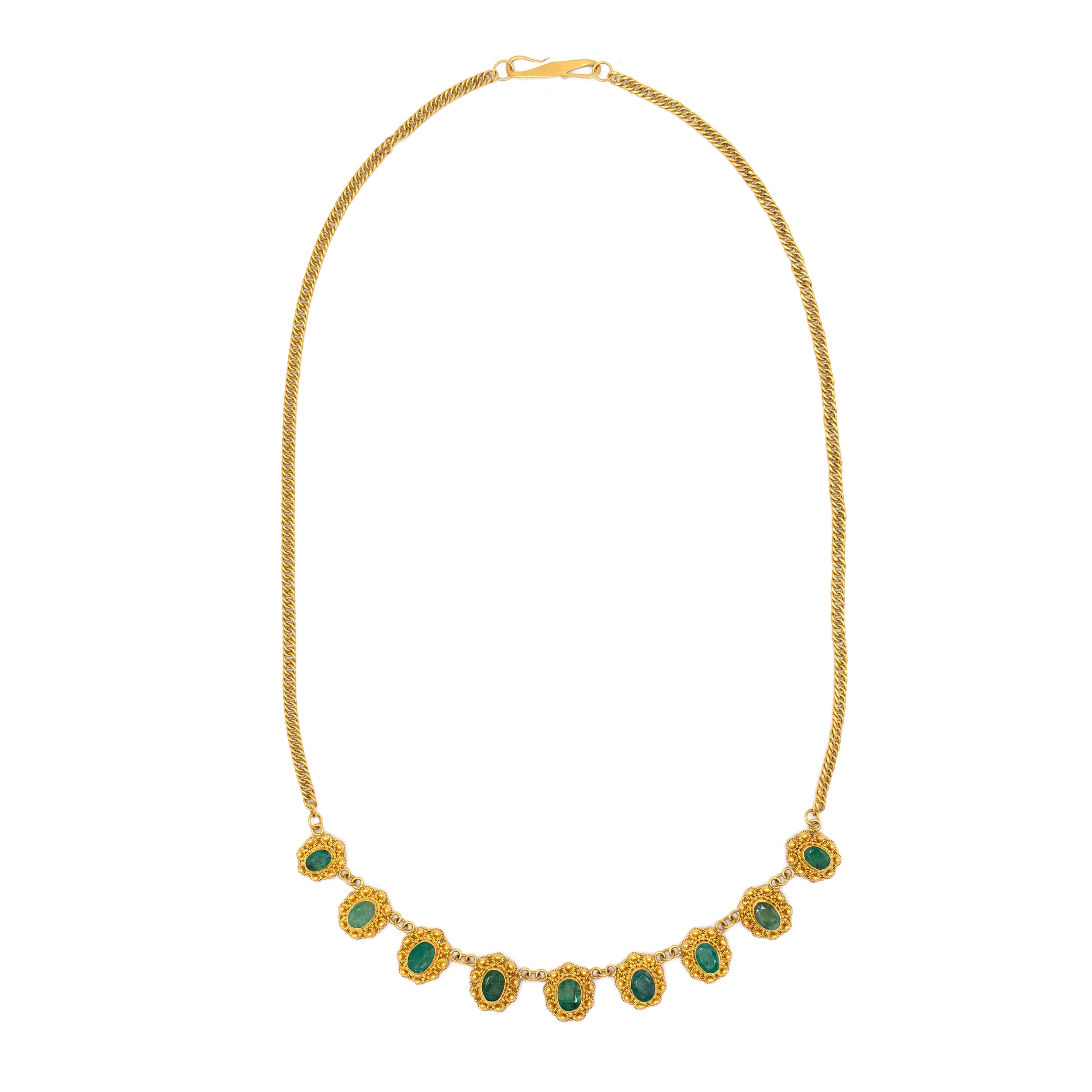 22K Gold and Emerald Necklace