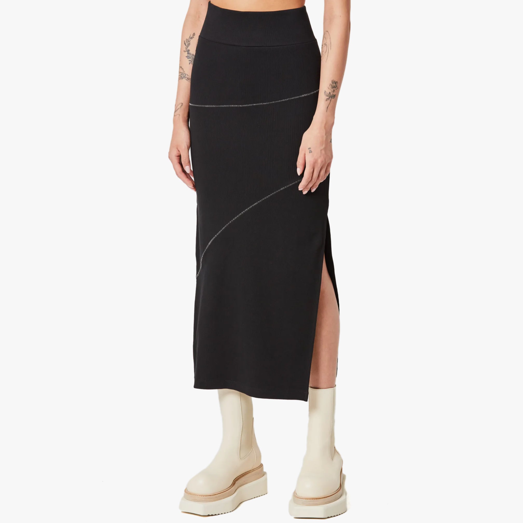 Thom Krom Black Ribbed Skirt