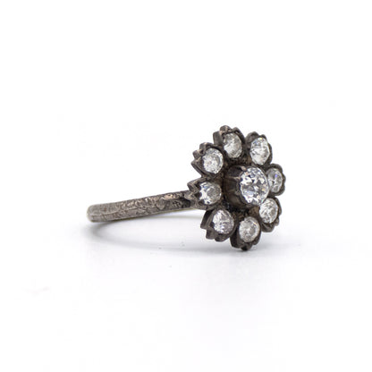 Irit Designs Vintage Diamond and Sterling Silver Flower Ring