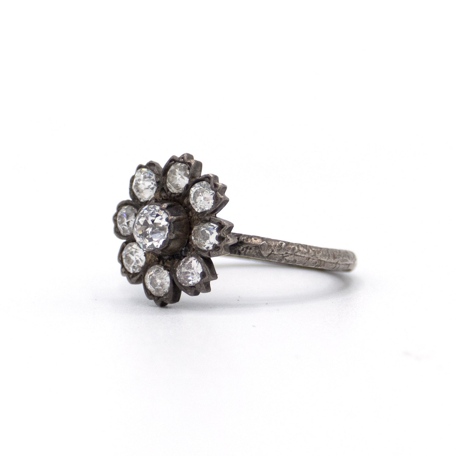 Irit Designs Vintage Diamond and Sterling Silver Flower Ring