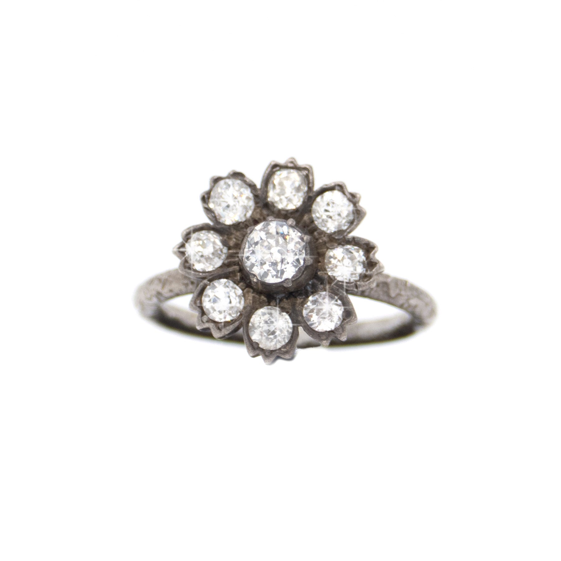 Irit Designs Vintage Diamond and Sterling Silver Flower Ring