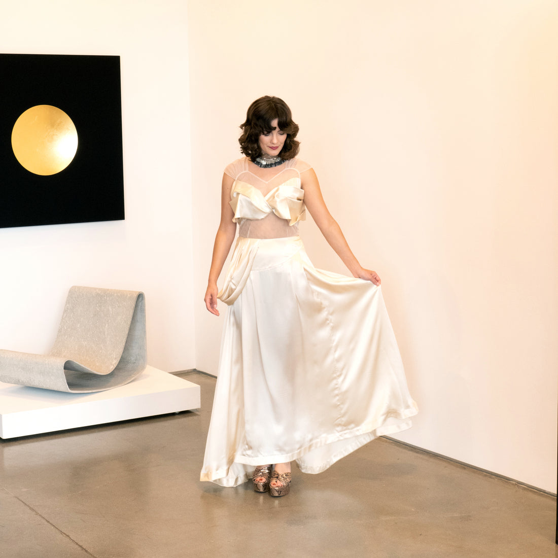 Simone Rocha Cream Silk Skirt