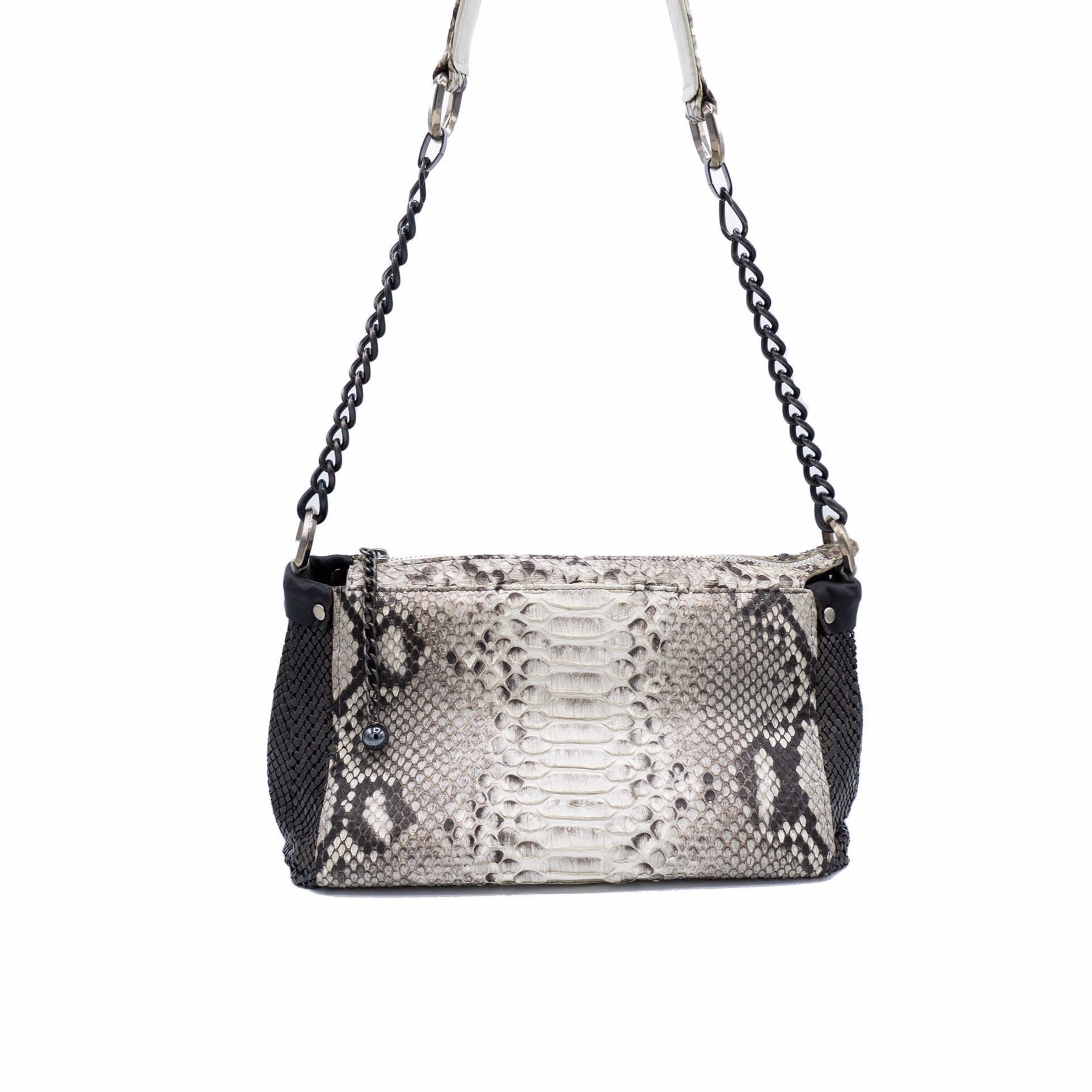 Black and white online snakeskin handbag