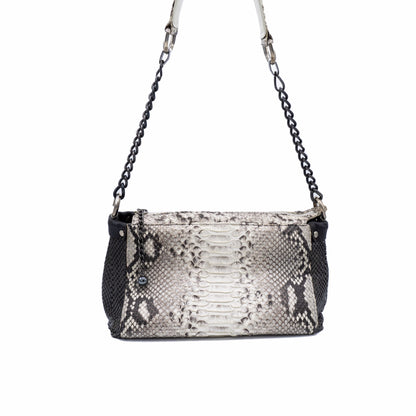 Laura B Taupe Snakeskin Bag